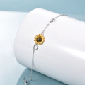 wholesale 925 Sterling Silver Gold Plated Sunflower Charm Anklet with Heart Accents - Fashion s for Women-0-4