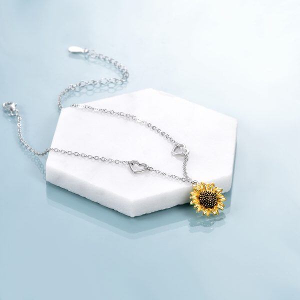 Sterling Silver Sunflower Anklets Bracelet-5