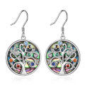 wholesale 925 Sterling Silver with Abalone Shell and Gemstone Tree of Life Drop Earrings for Women-0-0