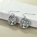 wholesale 925 Sterling Silver with Abalone Shell and Gemstone Tree of Life Drop Earrings for Women-0-5