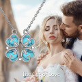 wholesale 925 Sterling Silver Moonstone Convertible Necklace for Women - Four Leaf Clover Heart Pendant Green Crystal Accents-0-2