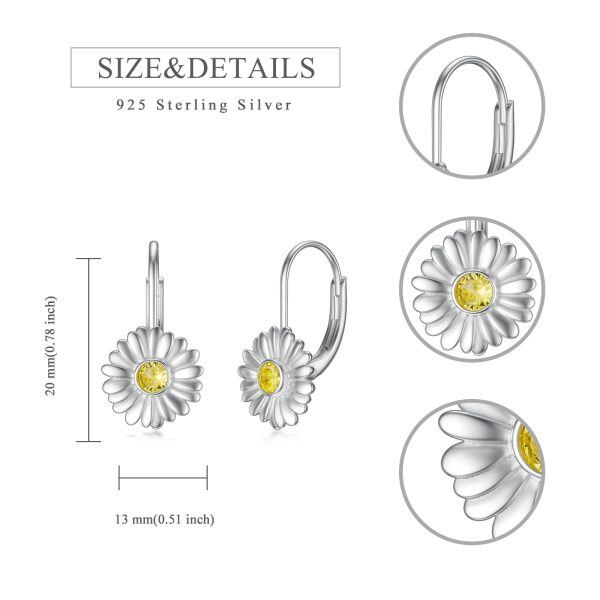 Sterling Silver Daisy Huggie Earrings-1