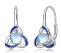 wholesale 925 Sterling Silver Blue Enamel Celtic Knot Moonstone Dangle Earrings for Women and Girls-0-0