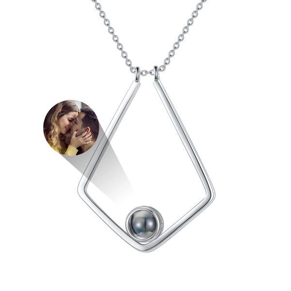 Sterling Silver Circular Projection Stone Customization Pendant Necklace-0