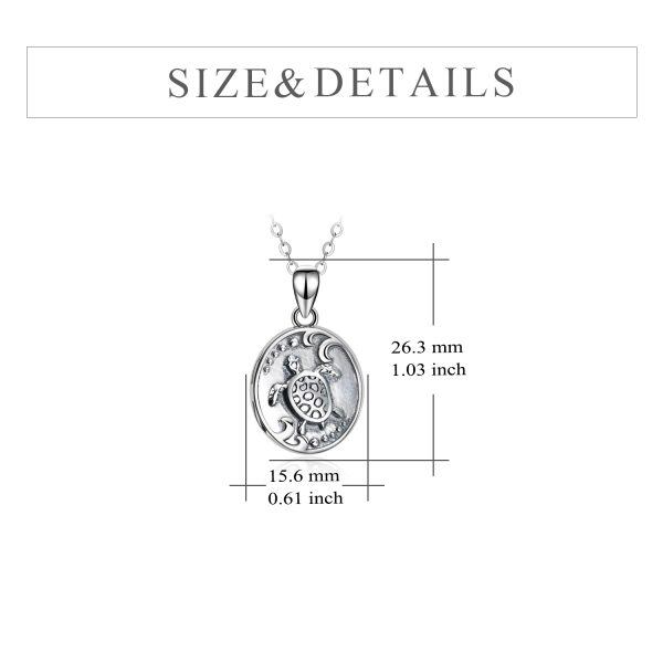 Sterling Silver Turtle Personalized Photo Locket Necklace-3