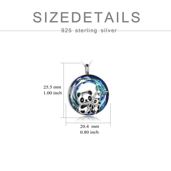 Sterling Silver Panda Crystal Pendant Necklace-3