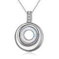 wholesale 925 Sterling Silver Round Opal Urn Pendant with Cubic Zirconia - 3D Engraved Keepsake Memory Charm Necklace-0-1
