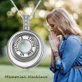wholesale 925 Sterling Silver Round Opal Urn Pendant with Cubic Zirconia - 3D Engraved Keepsake Memory Charm Necklace-0-3