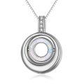 wholesale 925 Sterling Silver Round Opal Urn Pendant with Cubic Zirconia - 3D Engraved Keepsake Memory Charm Necklace-0-27