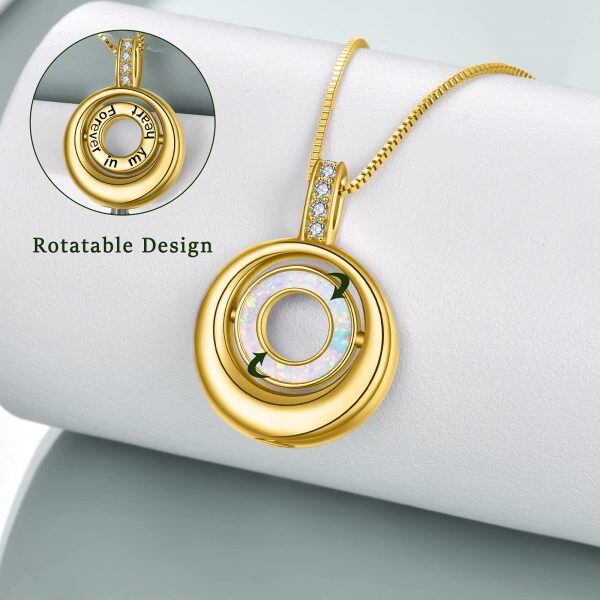 Sterling Silver With Yellow Gold Plated Round Opal Urn Necklace-10