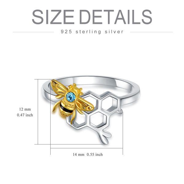 Sterling Silver Bee Honeycomb Stacking Rings-1