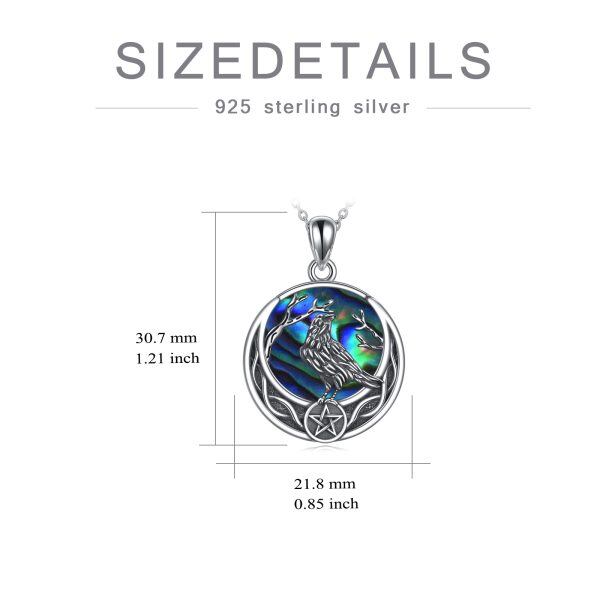 Sterling Silver Raven Pendant Necklace With Abalone Shell-1