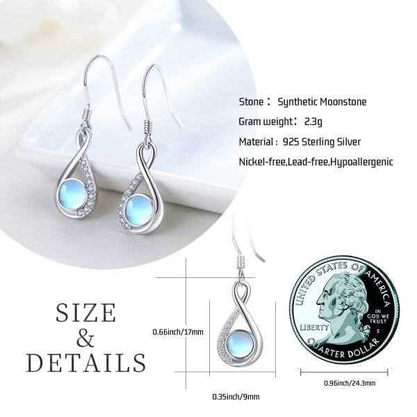 Sterling Silver Moonstone Teardrop Infinity Dangle Earrings-1