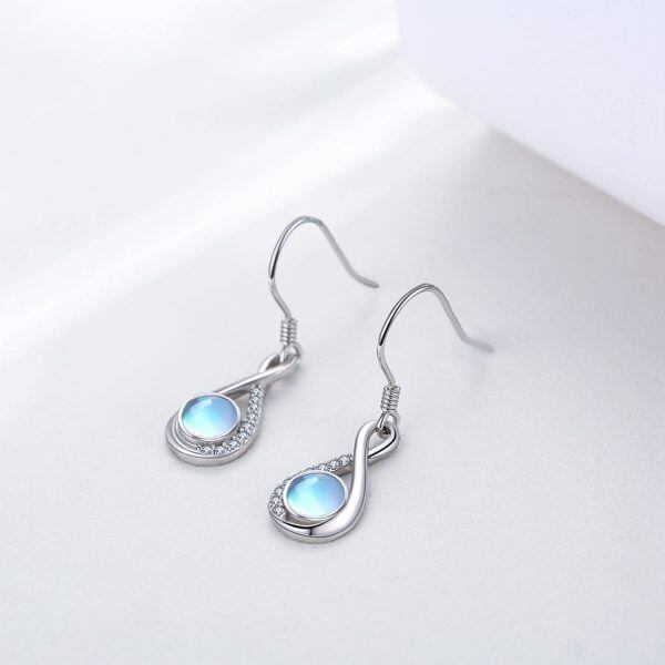 Sterling Silver Moonstone Teardrop Infinity Dangle Earrings-4