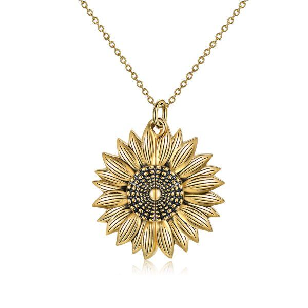 Sterling Silver Sunflower Locket Necklace With September Birthstone-1