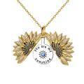 wholesale Sterling Silver Birthstone Sunflower Locket Necklace You Are My Sunshine Gift - Two Tone-0-13