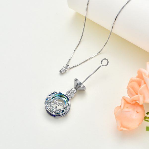 Sterling Silver Pisces Urn Necklace With Crystal-5