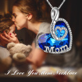 wholesale Sterling Silver Crystal Heart I Love You Mom Jewelry Gift for Mom - Rhodium Plated-0-9