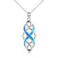 wholesale 925 Sterling Silver Irish Celtic Knot Created Opal Pendant Necklace for Women Men 18-0-12