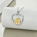 wholesale 925 Sterling Silver Heart-Shaped Pendant Necklace with Three Sisters Design and Crystals-0-4
