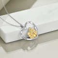 wholesale 925 Sterling Silver Heart-Shaped Pendant Necklace with Three Sisters Design and Crystals-0-5