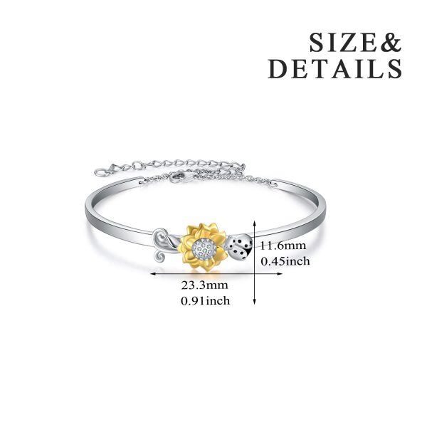 Sterling Silver Sunflower Bangle Bracelet-1