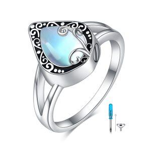 Sterling Silver Moonstone Filigree Urn Ring-0