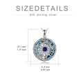 wholesale 925 Sterling Silver Round Evil Eye Pendant with Blue Crystals and Filigree Design Necklaces for Women Gifts-0-1