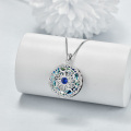 wholesale 925 Sterling Silver Round Evil Eye Pendant with Blue Crystals and Filigree Design Necklaces for Women Gifts-0-4