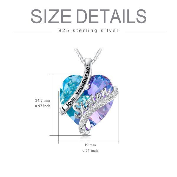 Sterling Silver Heart Crystal Pendant Necklace For Sister-1