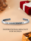 wholesale Sterling Silver Celtic Strength Mantra Cuff Bracelet Poiuy Inspirational Jewelry Gift-0-12