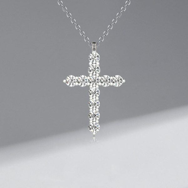 Sterling Silver Moissanite Cross Pendant Necklace-5