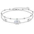 wholesale 925 Sterling Silver Butterfly Beaded Chain Ankle Anklet for Women's Beach Footwear Accessories-0-0