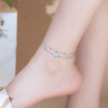 wholesale 925 Sterling Silver Butterfly Beaded Chain Ankle Anklet for Women's Beach Footwear Accessories-0-2
