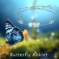 wholesale 925 Sterling Silver Butterfly Beaded Chain Ankle Anklet for Women's Beach Footwear Accessories-0-3