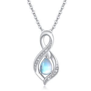 Sterling Silver Infinity Moonstone Pendant Necklace-0