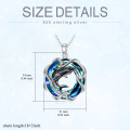 wholesale 925 Sterling Silver Shark Ocean Life Theme Pendant Necklace with Blue Crystal and Chain - Memorial Keepsake s for Women & Girls-0-1
