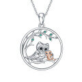 wholesale 925 Sterling Silver Owl Family Pendant Necklace for Mothers' Day Gifts-0-0