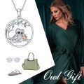 wholesale 925 Sterling Silver Owl Family Pendant Necklace for Mothers' Day Gifts-0-2