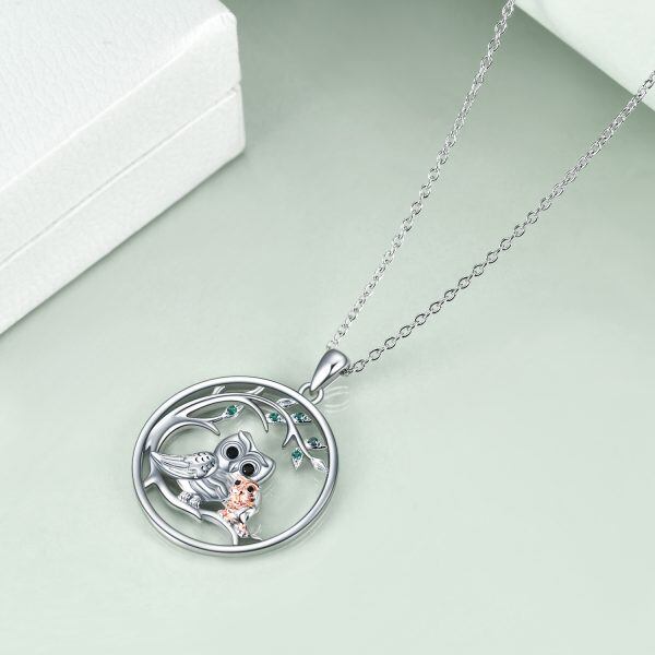 Sterling Silver Owl Mother Daughter Pendant Necklace-3