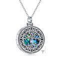 wholesale 925 Sterling Silver Tree of Life Abalone Shell Keepsake Pendant Necklace with Funnel and Fill Tool-0-0
