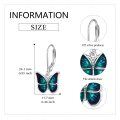 wholesale 925 Sterling Silver Blue Green Enamel Butterfly Drop Dangle Leverback Earrings  for Women Girl-0-1