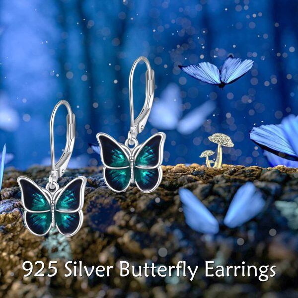 Sterling Silver Enamel Vadmans Butterfly Huggie Earrings-2