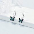 wholesale 925 Sterling Silver Blue Green Enamel Butterfly Drop Dangle Leverback Earrings  for Women Girl-0-4