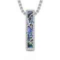 wholesale 925 Sterling Silver with Blue Abalone Shell and CZs Butterfly Cremation Jewelry Keepsake Pendant Necklace 24 Chain-0-0