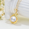 wholesale 14K Gold Pendant with Freshwater Pearl and Cubic Zirconia Chain - Perfect Gift for Her (16-18)-0-4