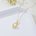 wholesale 14K Gold Pendant with Freshwater Pearl and Cubic Zirconia Chain - Perfect Gift for Her (16-18)-0-5