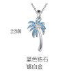 wholesale 925 Sterling Silver Blue Crystal Coconut Palm Tree Pendant Necklace for Women Girls Hawaiian Beach  43cm Chain Length-0-7