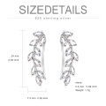 wholesale Sterling Silver Austrian Crystal Leaf Ear Climbers Hypoallergenic Earrings for Sensitive Ears-0-7