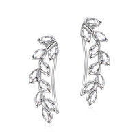 wholesale Sterling Silver Austrian Crystals Hypoallergenic Ear Climbers for Sensitive Ears - Rhodium Plated- Rhodium Plated